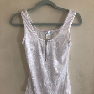 White zip up Bodysuit